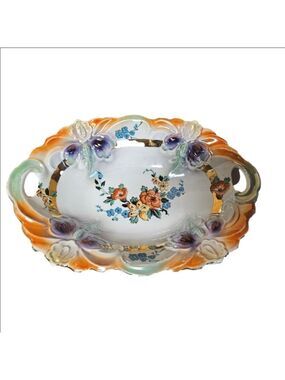 Vintage 30s German Oval "Eleanor" Pattern Lusterware Serving Dish